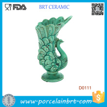 Penas fluindo vistosas Peacock Green Vase Ceramic